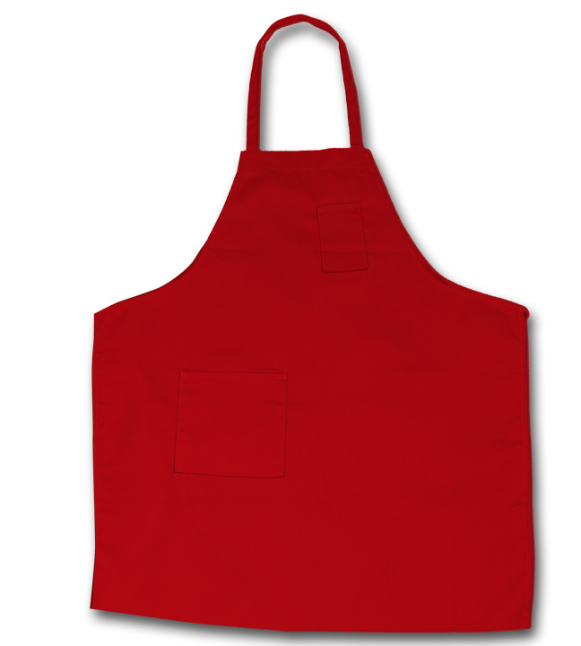 Bib Apron Red Two-Pocket 29"L x 25.5"W